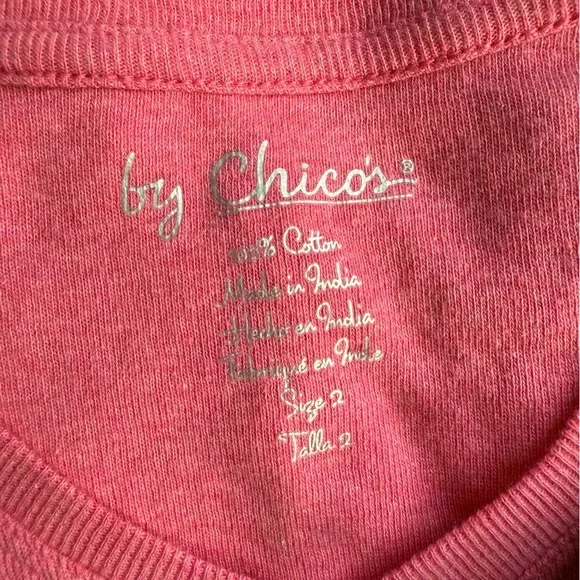BUNDLE OF 2 Chico's Blue and Pink Short Sleeve Tees | Size 2 (L/12) - Picture 3 of 7